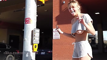 Exhibitionist Boobs Blonde Public 